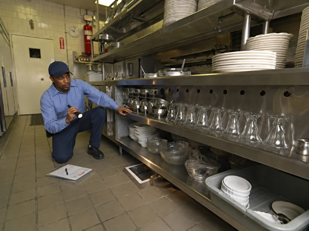 Technician treating a commercial kitchen