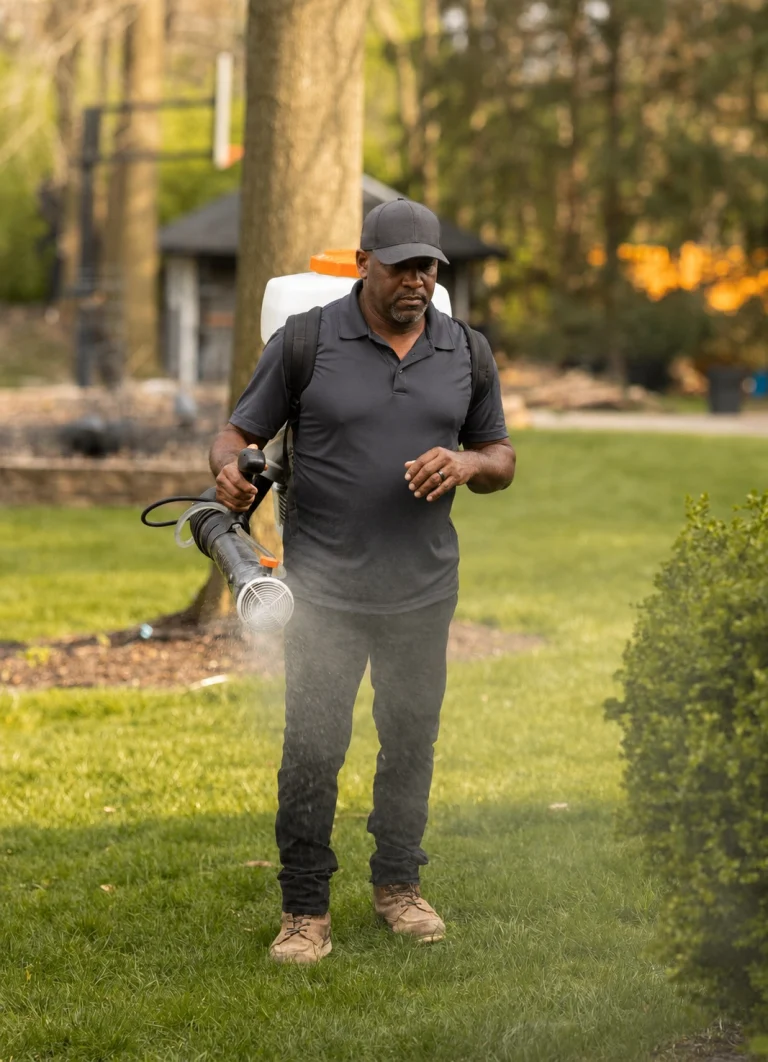 Mosquito treatment applied in a residential yard
